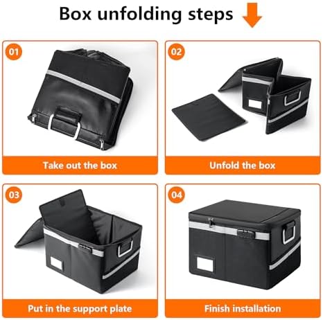 Fireproof Waterproof Document Box with Lock Collapsible Portable File Organizer Hard Shell Storage for Hanging Letter Legal Folders Home Office Safe Black 15.7x11.2x10.2in - Image 5