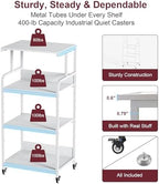 4-Tier White Printer Stand with Wheels, Extra Large Tall Printer Table with Storage Shelf, 4 Tier Printer Cart, Home Printer Stands (White) - Image 2
