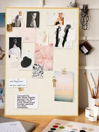 Fabric Bulletin Board 24x18 inches, Golden Aluminum Framed Wall Pin Board - Image 4