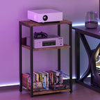 LELELINKY Large Brown Record Player Stand, 3 Tier 18" Wide Big End Table with Vinyl Storage Up to 130 Albums, Industrial Turntable Printer Tables, Modern Side Tables for Living Room, Bedroom, Office - Image 6