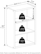 Furinno Viola 3-Tier Book Shelf, Extra Thick Frame Bookshelf, Dark Oak - Image 3