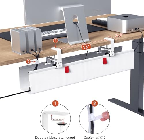 Univivi No Drill Under Desk Cable Management Tray, 28 inch Cable Management - Image 3