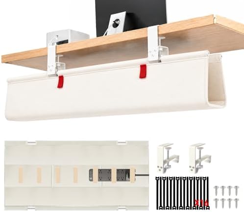 No Drill Under Desk Cable Management Tray, 48" Desk Cable Organizer by Unknown