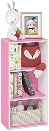 Furinno LUDER 3-Tier Book Shelf, Open Shelves Bookshelf, Pink/White by Furinno-FitsYourSpaceFitsYourBudget