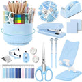 Office Supplies,Blue Desk Accessories,Desk Organizer,Phone Stand,Scissors,Stapler,Tape Dispenser,Binder Clips,Staples,Staple Remover,Sticky Notes,Index Tabs,Clear Tape,Mini Box Cutter,Cool Pen.16pcs by suniya