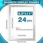 Leinuosen 24 Pack Magnetic Sign Holders Wall Mount Document Frame,Silver - Image 2