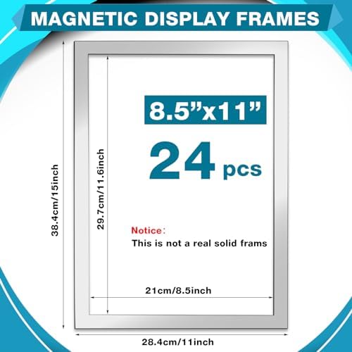 Leinuosen 24 Pack Magnetic Sign Holders Wall Mount Document Frame,Silver - Image 2