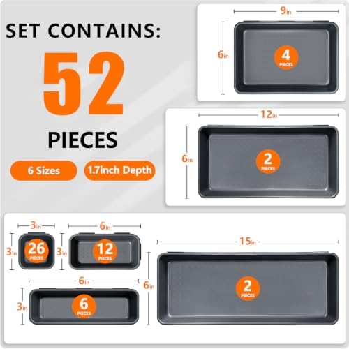 [UPGRADED 6 SIZE & 52 PCS] Tool Drawer Organizer Tray, Tool Box Organizer, Garage Organization, Non- Slip Tool Storage Dividers for Garage Workbench Tool Chest - Image 2