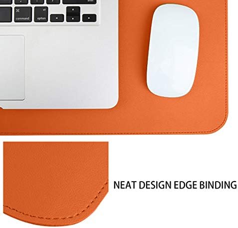 Desk Mat, Waterproof Desk Pad Protector, Eco-Friendly Natural Cork & Leather Double-Sided Office Desk Mat Mouse Pad, Smooth Surface Soft Desk Writing Mat for Office Home Work Game (Orange, 47x24Inch) - Image 3