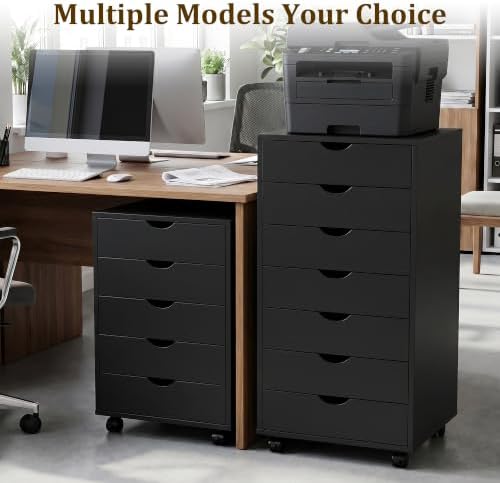 5 Drawer Mobile File Cabinet, Under Desk Storage Cabinet with Wheels - Image 4