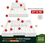 Large Premium Bamboo Silverware Organizer - Expandable Drawer Organizer & Utensil Organizer - 17"x19.7" Cutlery Tray with Dividers for Kitchen Utensils and Flatware (7-9 Slots) (White) - Image 2