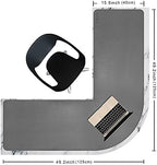 Chihein L-Shaped Desk Pad, Corner Desk Mat (49.2”+ 49.2”) x 15.7”, Computer Office Mouse pad Writing Table Pad for Home Office - Gray/White - Image 2