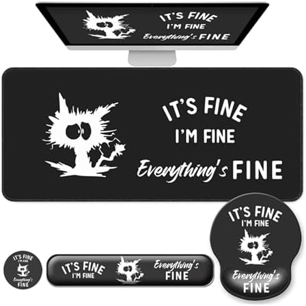 Desk Mat Set Keyboard and Mouse Pad with Wrist Rest Support by VINEBURY