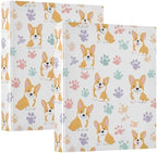 Corgi Pattern Paw Round Ring Binders 1.5 Inch 3 Ring Binder with Clipboard Holds 200 Sheets Office Home School by SHJI