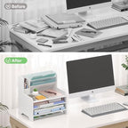 Bamboo File Organizer for Desk, Desktop Paper Tray and Mail Holder - Image 5