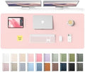 YSAGi Leather Desk Pad Protector, Office Desk Mat, Large Mouse Pad, Non-Slip PU Leather Desk Blotter, Laptop Desk Pad, Waterproof Desk Writing Pad for Office and Home (Light Pink,55" x 17.2") by YSAGi