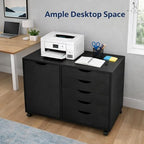 Naomi Home Amy 5-Drawer Rolling Office File Cabinet - Black - Image 5