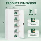 Letaya Metal Garage Storage Cabinets with Lock Door and Adjustable Shelves, Steel Tool Cabinets for Home,Office,Warehouse Organisieren (White, 72" H) - Image 3