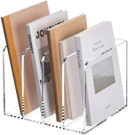 YUXUN Acrylic Magazine Holder,Clear Desk Organizer File Sorter for Notebook,Paper,Envelope,Magazine, Book Storage-Office/Home/Classroom Organization(4 Compartments,B5) by AcrylicBusinessCardHold