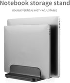 Aluminum Alloy Double Slot Storage Port Vertical Laptop Stand，laptop stand for desk，adjustable laptop stand，Applicable to all MacBook models - Image 2