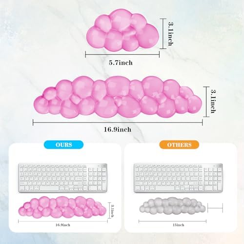 Gel Cloud Keyboard and Mouse Wrist Rest, Cute Wrist Support and Arm Support Keyboard Rest for Keyboard and Mouse Typing Pain Relief，Suitable for Office/Computer/Laptop/Gaming (Pink) - Image 5