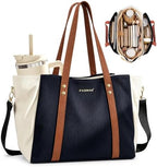 PASMAN Laptop Bag for Women, Slouchy 3 Compartment Tote and Cup Holder by PASMAN