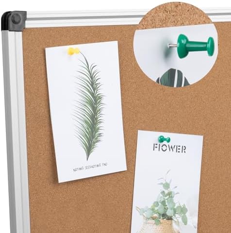 Cork Board Bulletin Board 36 x 48, Silver Aluminium Framed 4x3 Corkboard, Foldable Office Board for Wall, Large Wall Mounted Notice Pin Board with 36 Push Pins for School, Home & Office - Image 3