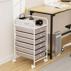 6-Tier Utility Cart with 6 Drawers, Rolling Utility Cart with 2 Lockable Caster Wheels, Multipurpose Mobile Rolling Drawer Cart for Office Bathroom Kitchen, Gray - Image 6