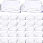 Leinuosen 50 Pack Business Card Holder for Desk Acrylic Business Card Holder Display Clear Label Stand Label Table Desktop Organizer for Home and Office by Leinuosen