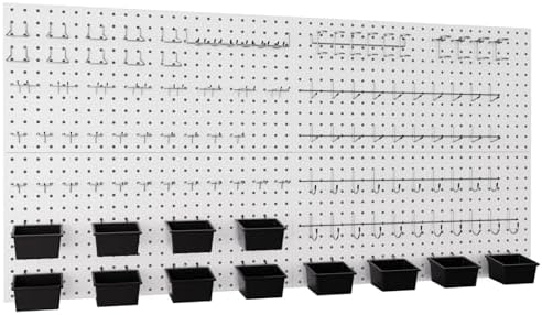 INCLY 158PCS White Metal Pegboard Wall Organizer 48x24 Inch by INCLY