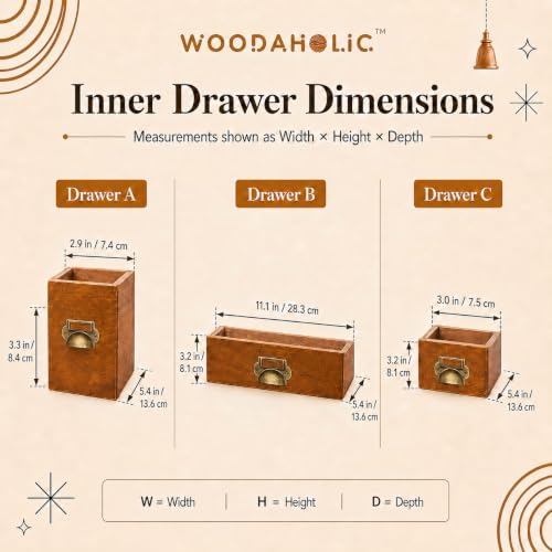 14-Drawer Apothecary Cabinet - Index Card Organizer - Miniature Chest of Drawers - Brass Handle Organizer - Kids' Arts and Crafts Storage - Wooden Desktop Drawer Organizer - Image 3