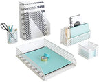 BLU MONACO | White Desk Organizer Set 6 Piece | Mail Sorter Organizer Countertop with Letter Sorter for Desk | Standing File Organizer for Desk with Pen Holders by Blu_Monaco