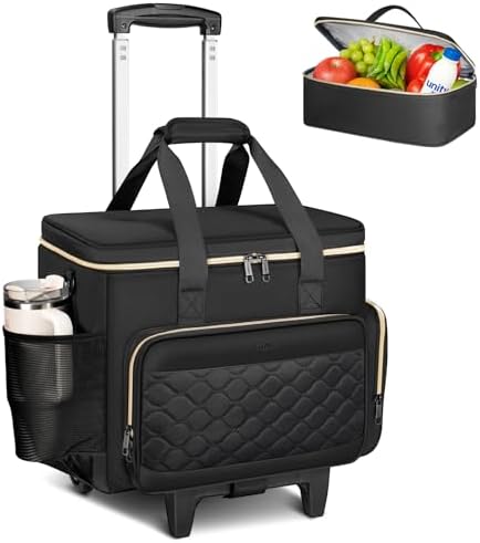 Ytonet 15.6" Teacher Rolling Bag with Insulated Lunch Bag, Bag with Wheels by YTONET