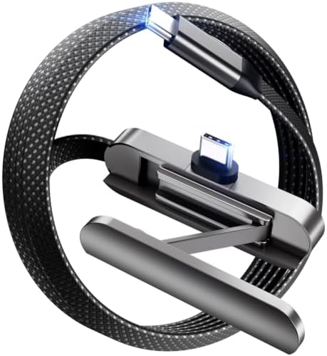 DbillionDa USB C to USB C Cable, Foldable Phone Stand, 90 Degree, 60W, 6FT by +DbillionDa