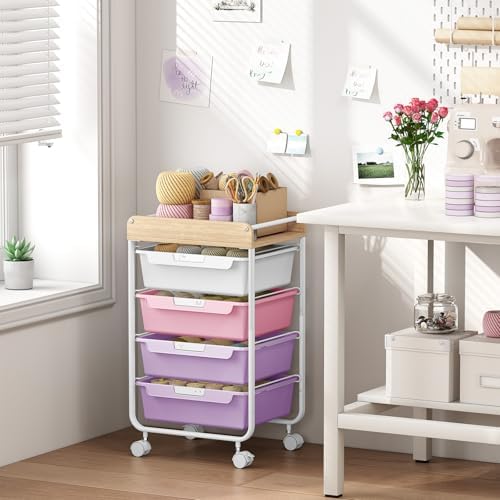 SYKIARIOL Rolling Craft Storage Cart with 4 Drawers,Kids Art Cart,Purple - Image 2