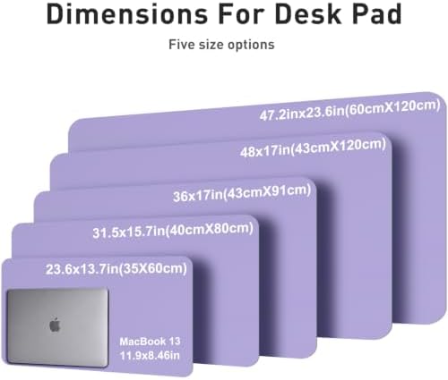 Aothia Faux Leather Desk Mat Mouse Pad, 47.2" x 23.6", Light Purple - Image 2