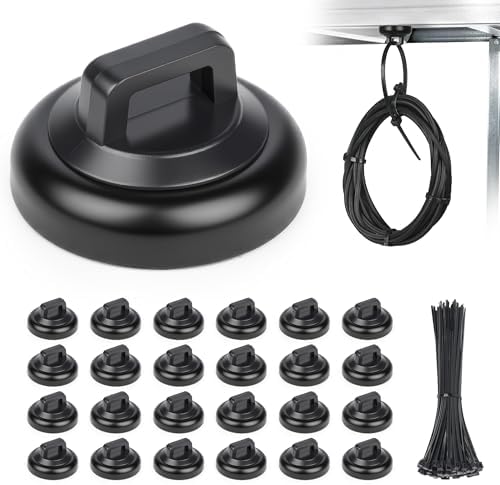 24Pcs Magnetic Zip Tie Mount 100Pcs Cable Ties,Zip Tie Base Holder Set by HOMAR