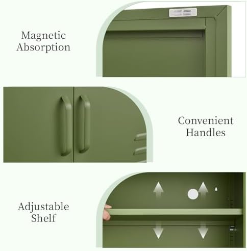 IRONFFICE Metal Storage Cabinet,Metal Cabinet with Doors and Adjustable Shelf,TV Stand with Storage,Morden TV Cabinet for Bedroom,Living Room,Avocado Green - Image 7
