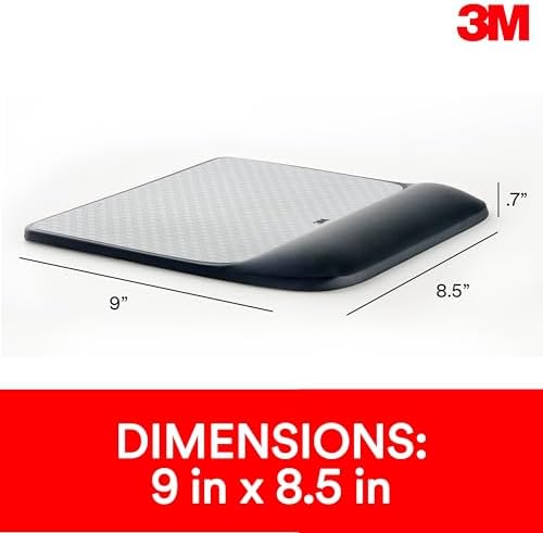 3M Precise Mouse Pad with Gel Wrist Rest, 8.4 in x 8.8 in, Black - Image 2