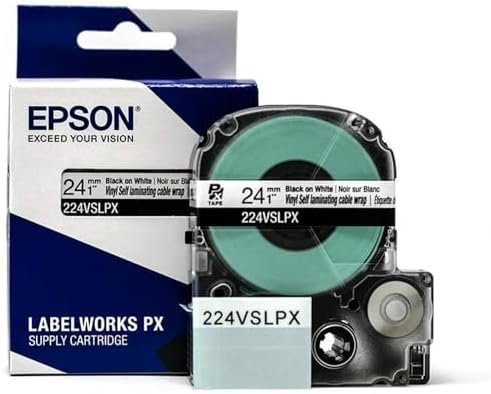 Epson LABELWORKS 224VSLPX Label Tape - Black on White - 1" (24mm) by EpsonLABELWORKS