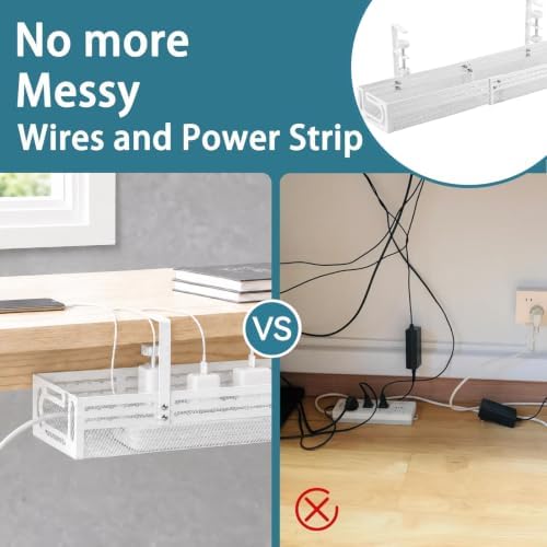 Under Desk Cable Management Tray, No Drill Mesh Cable Tray Cord Organizer - Image 7