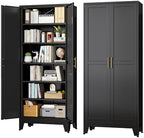 Black Metal Storage Cabinet,75" Steel Cabinets for Home Office by RISTERN
