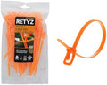 RETYZ 6-Inch Orange Reusable Releasable Cable Ties – 100 Pack, 50 lb Strength, Patented Quick-Release, Tool-Free Design for Home, Office, and Light Industrial Use by RETYZ