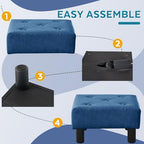 Small Foot Stool Ottoman, Faux Leather Footstool Ottoman Foot Rest for Couch, Rectangle Footstools and Ottomans Small for Living Room, Entryway and Bedroom (Blue) - Image 5
