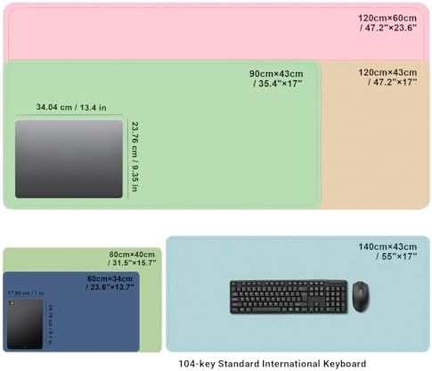 BLESWIN Large Desk Pad, 47.2'' x 23.6'', Office Desk Mat, Computer Mat for Desk, Leather Desk Pad Protector, Sewing Desk Blotter, Desktop Writing Pad for Office/Home/Decor Lake Blue - Image 4