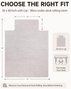 Funwheat Office Chair Mat with Lip for Hard Floors, 36 x 48 in, Light Grey - Image 2
