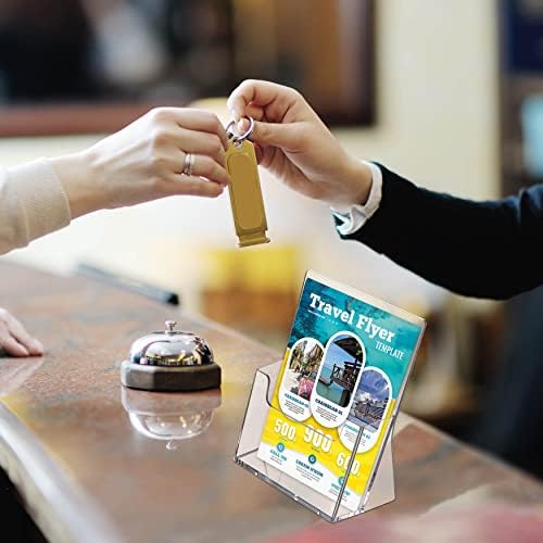 M&T Displays Clear Acrylic Brochure Leaflet Holder 5.5x8.5 Inch 1 Tier 1 Pockets Desktop or Wall Mounting Literature Rack Pamphlet Leaflet Flyer Card Display Stand Desk Organizer - Image 7