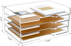Acrylic Desk Organizer, Stackable Paper Organizer Letter Tray 4-Tier Clear - Image 6