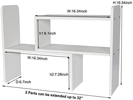 PAG-Mass Desktop Bookshelf Freestanding Wooden Countertop Bookcase Accessories Organizer Display Rack Dorm Desk Storage Shelf - Image 2