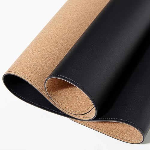 Large Cork Office Desk Mat, Dual-Sided Cork Leather Mouse and Keyboard Pad, Non-Slip Easy Clean Home Computer Mat Accessories(Black,80x40cm) - Image 4